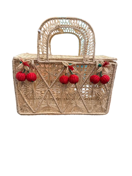 Cherry Rattan Box Bag